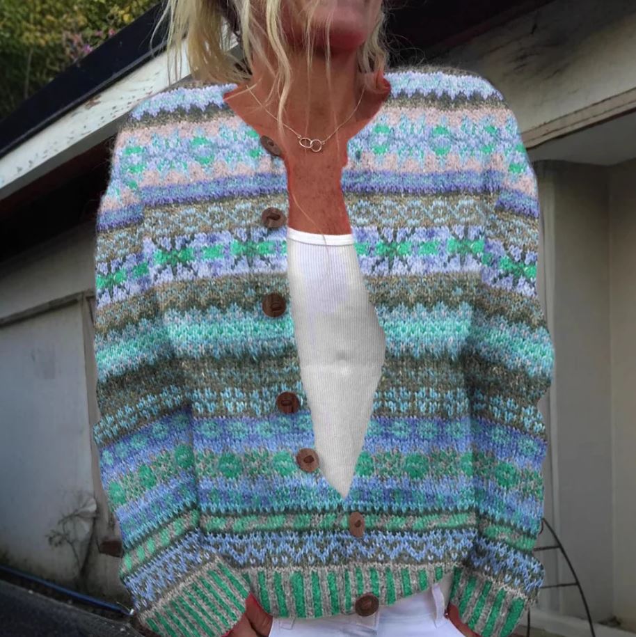 Elsa | Blue cardigan with print