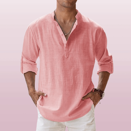 James | Linen‑Blend Long‑Sleeve Henley