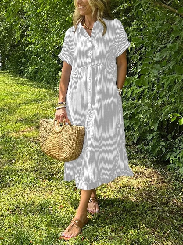 Maggie | Striped Shirt-Dress