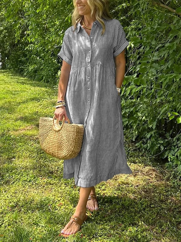 Ella | Relaxed Striped Midi Dress