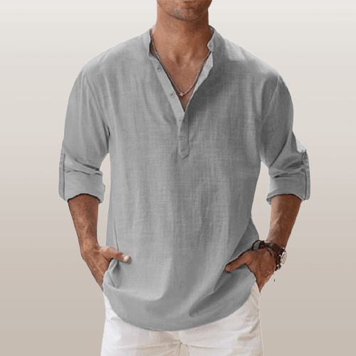 James | Linen‑Blend Long‑Sleeve Henley