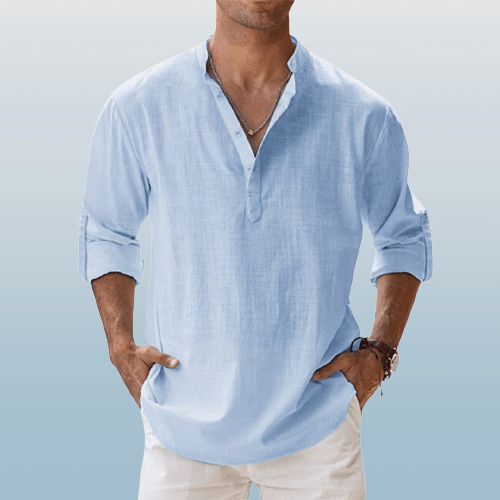 James | Linen‑Blend Long‑Sleeve Henley