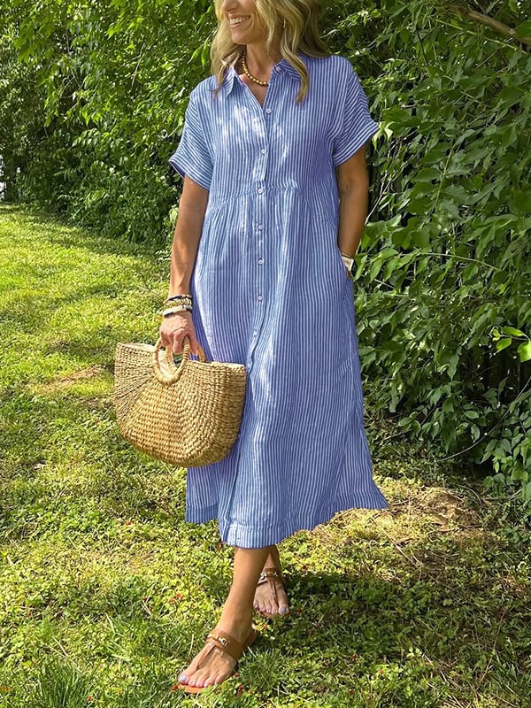 Maggie | Striped Shirt-Dress