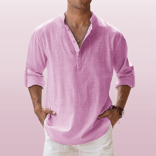 James | Linen‑Blend Long‑Sleeve Henley