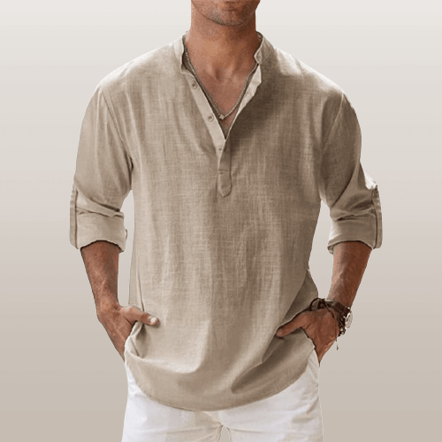 James | Linen‑Blend Long‑Sleeve Henley