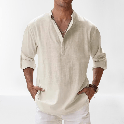 James | Linen‑Blend Long‑Sleeve Henley