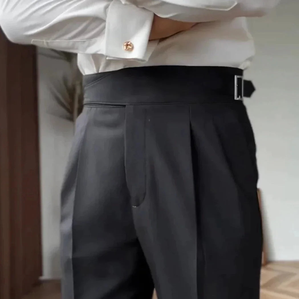 Edward | Pleated High‑Waist Trousers with Adjusters