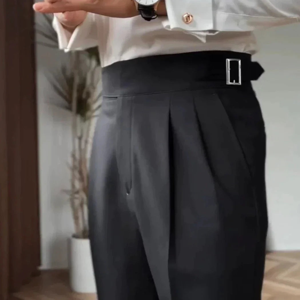 Edward | Pleated High‑Waist Trousers with Adjusters