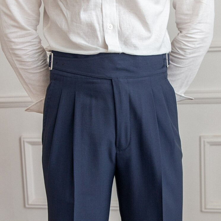 Edward | Pleated High‑Waist Trousers with Adjusters
