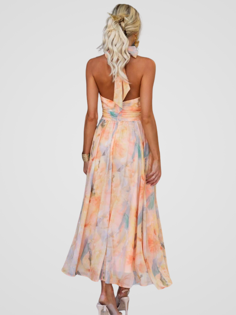 Flora | Peach Blossom Midi Dress