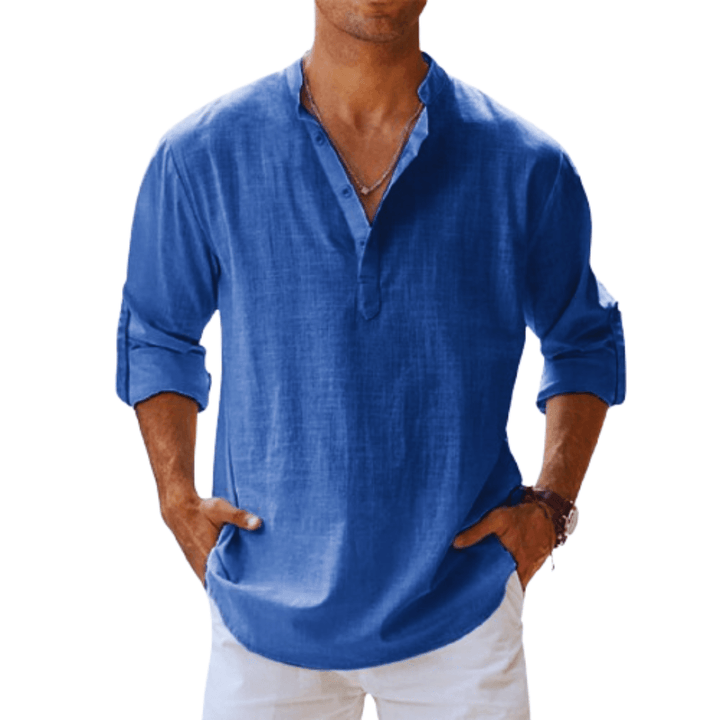 James | Linen‑Blend Long‑Sleeve Henley
