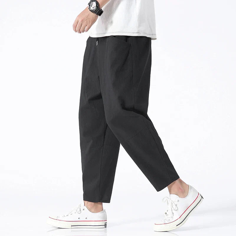 Liam | Relaxed Cropped Linen Trousers
