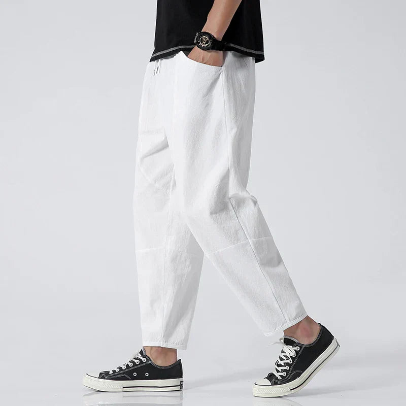 Liam | Relaxed Cropped Linen Trousers