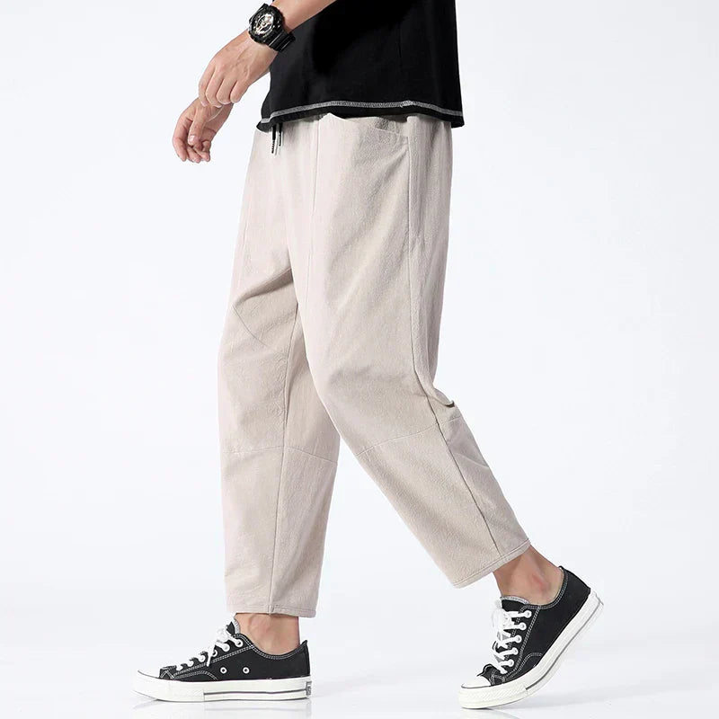Liam | Relaxed Cropped Linen Trousers