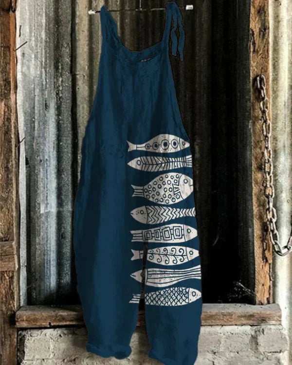 Océane | Japan-inspired Fish Motif Jumpsuit
