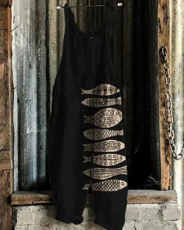 Océane | Japan-inspired Fish Motif Jumpsuit