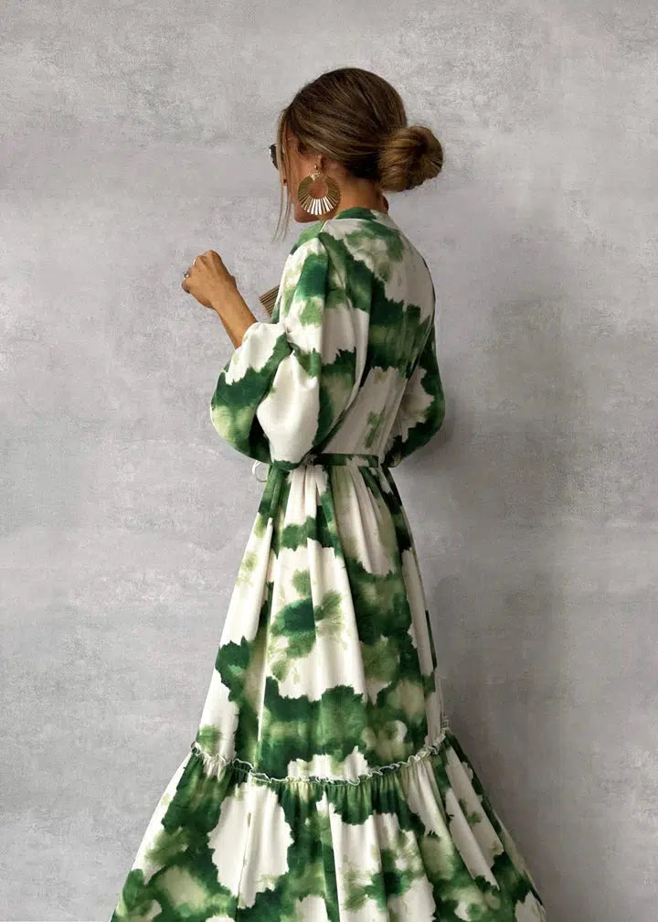 Olivia | Airy Long‑Sleeve V‑Neck Maxi Dress