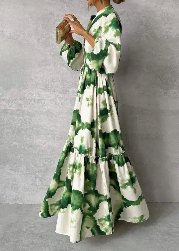 Olivia | Airy Long‑Sleeve V‑Neck Maxi Dress