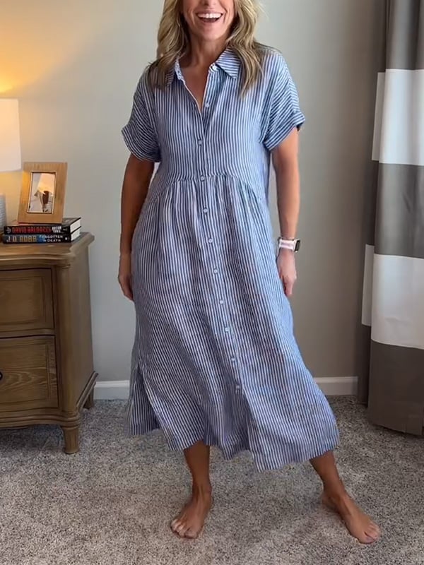 Ella | Relaxed Striped Midi Dress