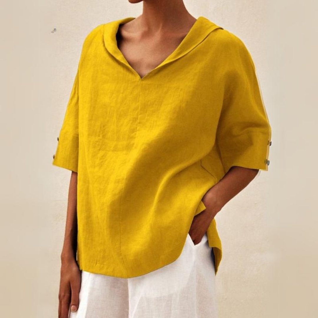 Mia | Casual V‑Neck Linen Shirt