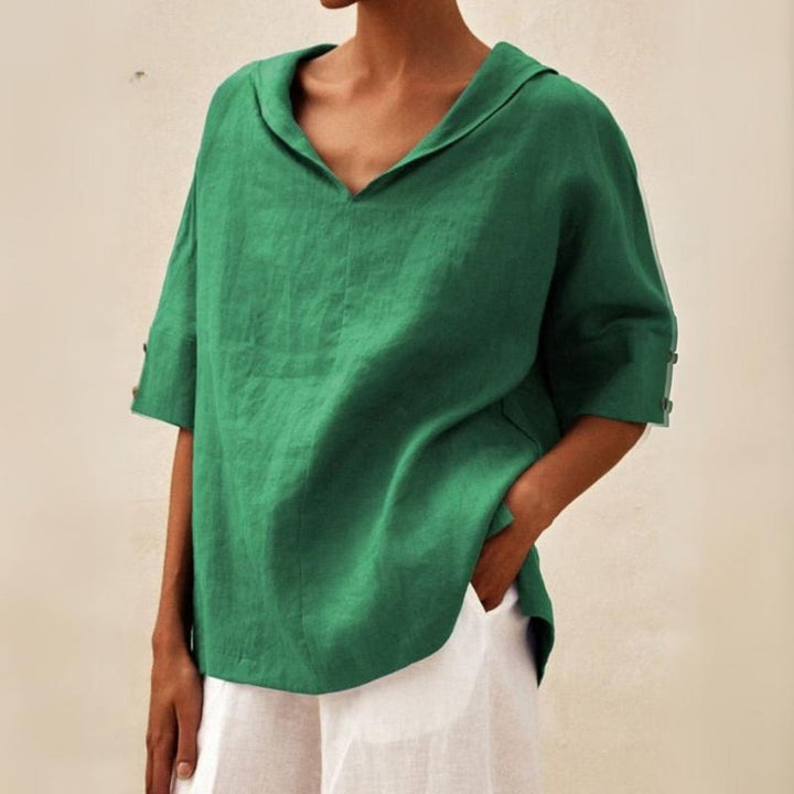Mia | Casual V‑Neck Linen Shirt