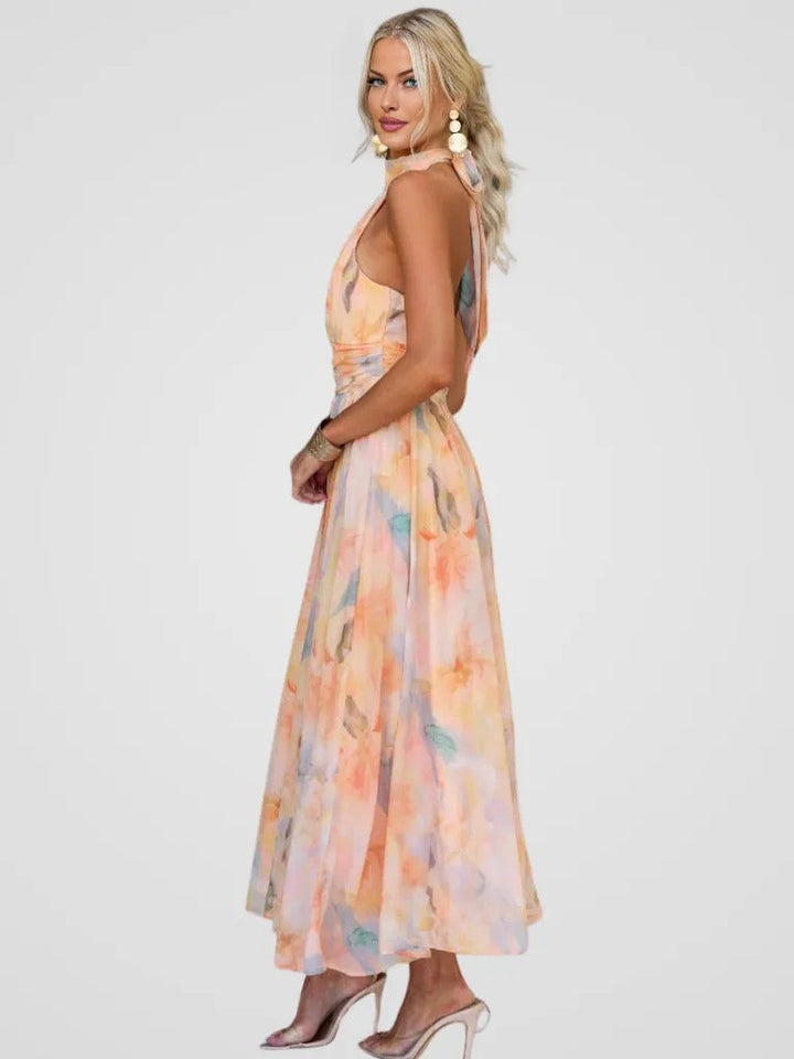 Flora | Peach Blossom Midi Dress