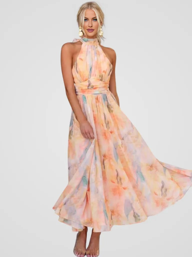 Flora | Peach Blossom Midi Dress